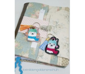 Stickserie - Winter Lama inkl. Anhänger, Postkarte und Puschen Datei